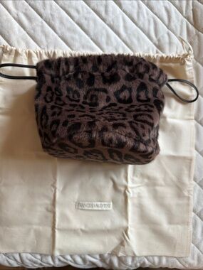Frances Valentine Brown Leopard Faux-Fur Drawstring Pouch